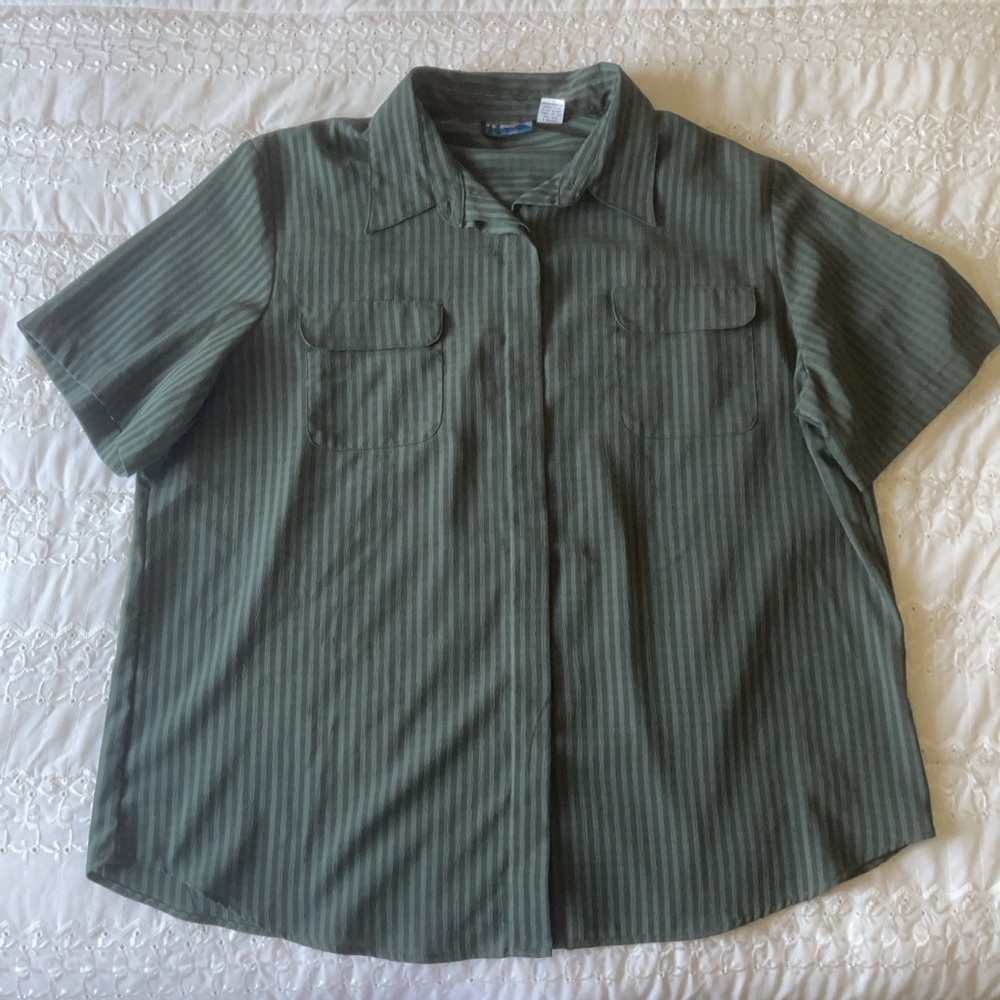 Men's Green Striped Dress Shirt